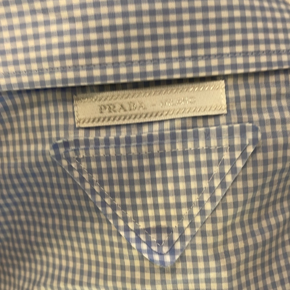 PRADA
Gingham Button-Front Shirt with Detachable Ruffle - Picture 6 of 8